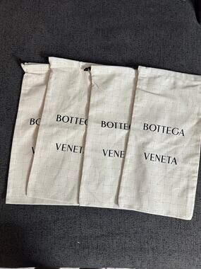 Bottega Veneta Large Cotton Drawstring Dust Bags Beige Cream Set of 4 NWOT
